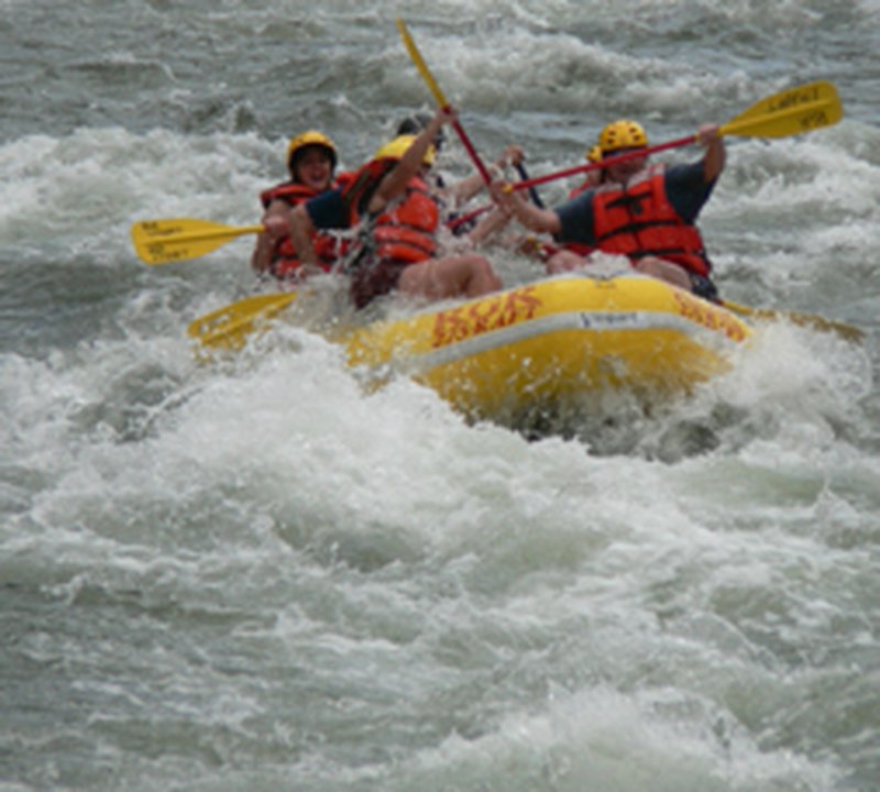 White-water rafting on the Balsa River through rainforest