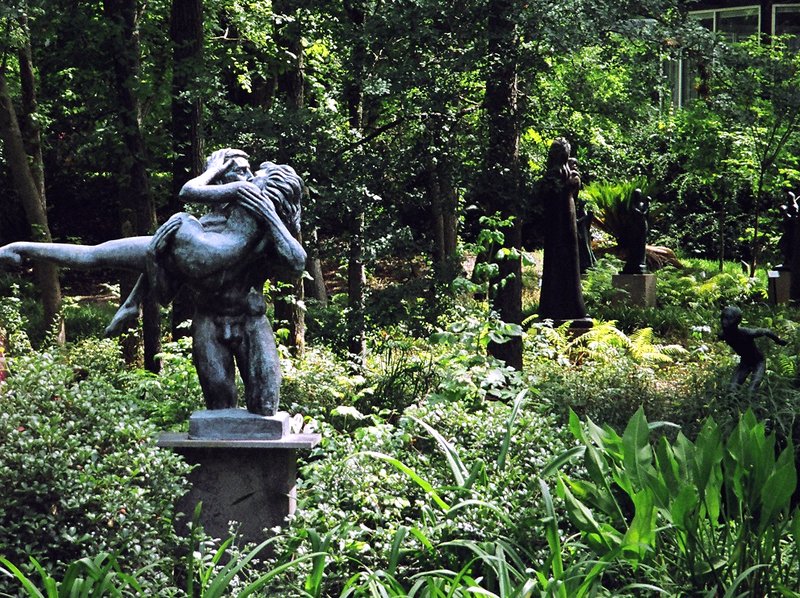 Umlauf Sculpture Garden outdoor bronzes in a wooded setting