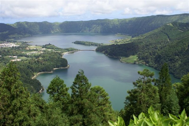 Twin lakes of Sete Cidades seen from Miradouro da Vista do Rei