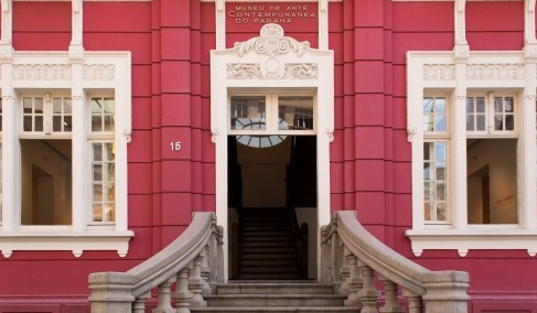 Neoclassical façade of the Museu de Arte Contemporânea do Paraná in Curitiba