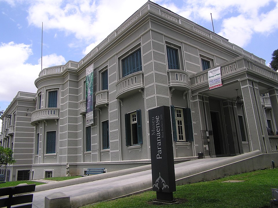 Eclectic-style façade of the Museu Paranaense in Curitiba's historic São Francisco district