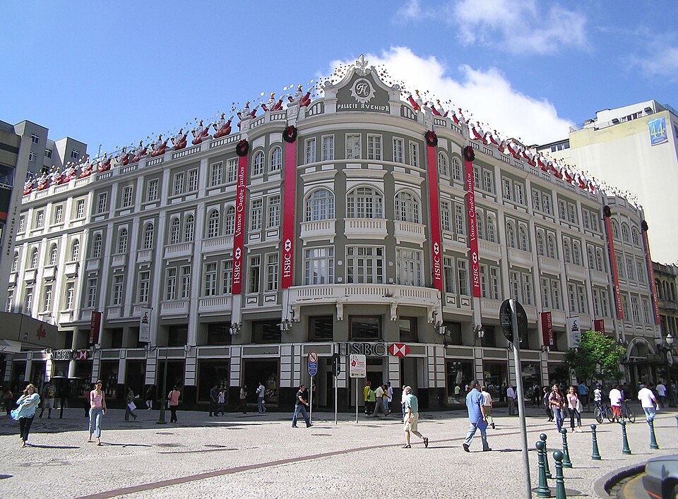 Art Deco façade of the Palácio Avenida on Rua XV de Novembro, Curitiba