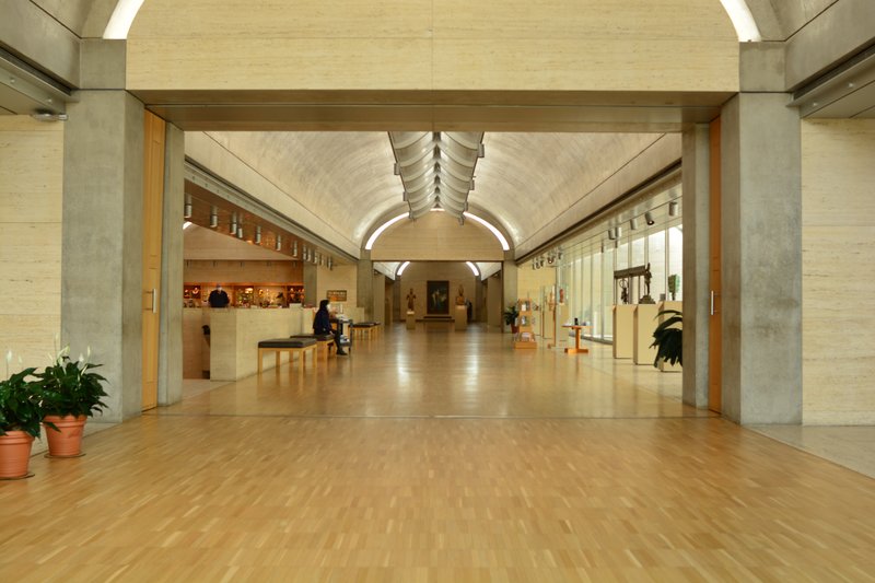Kimbell Art Museum interior, Louis Kahn vaulted galleries, Fort Worth