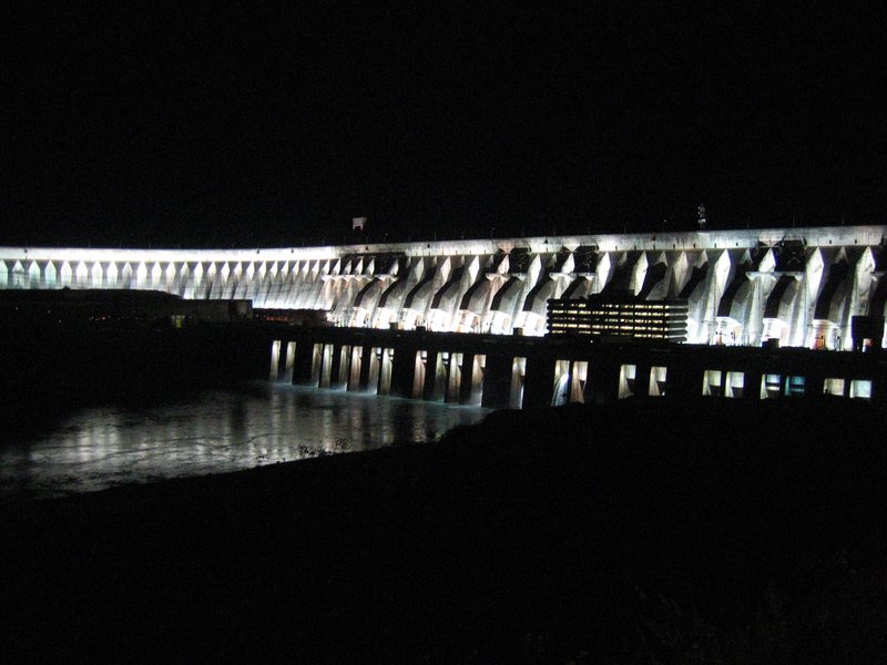 Itaipu Dam — spillway view from the dam crest, Paraná River, Brazil-Paraguay border