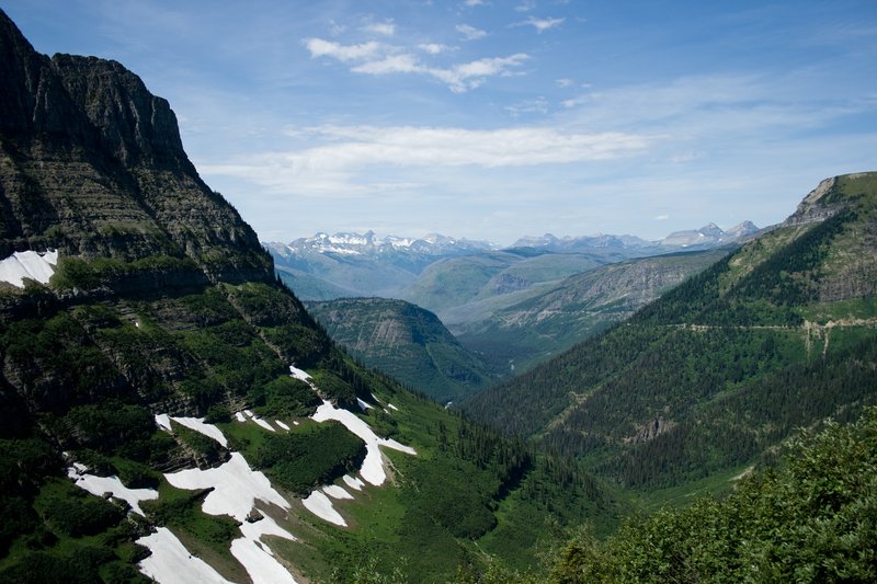 The Highline Trail traversing open alpine terrain along the Garden Wall in Glacier National Park