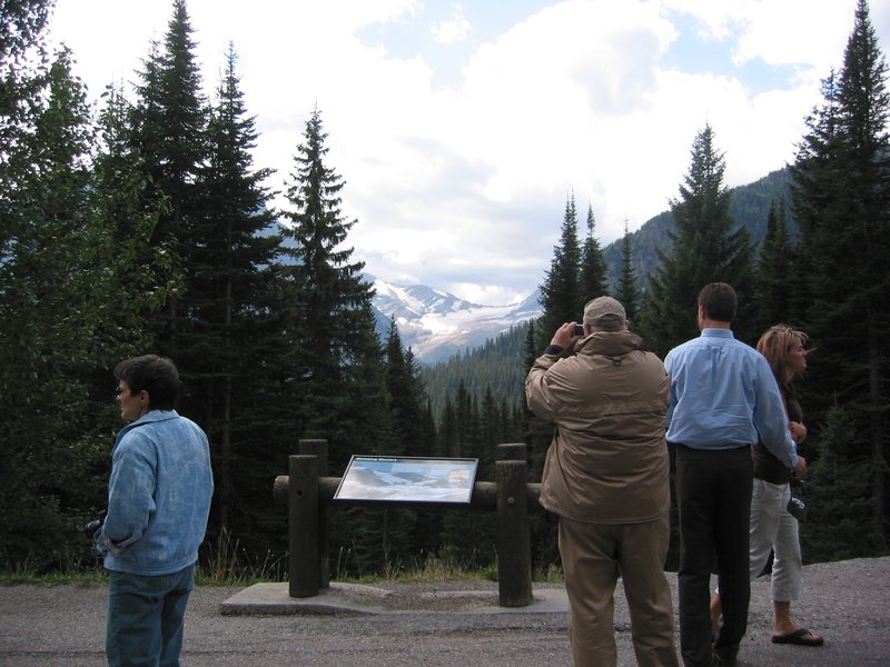 Jackson Glacier visible in a steep cirque from the Going-to-the-Sun Road overlook pullout