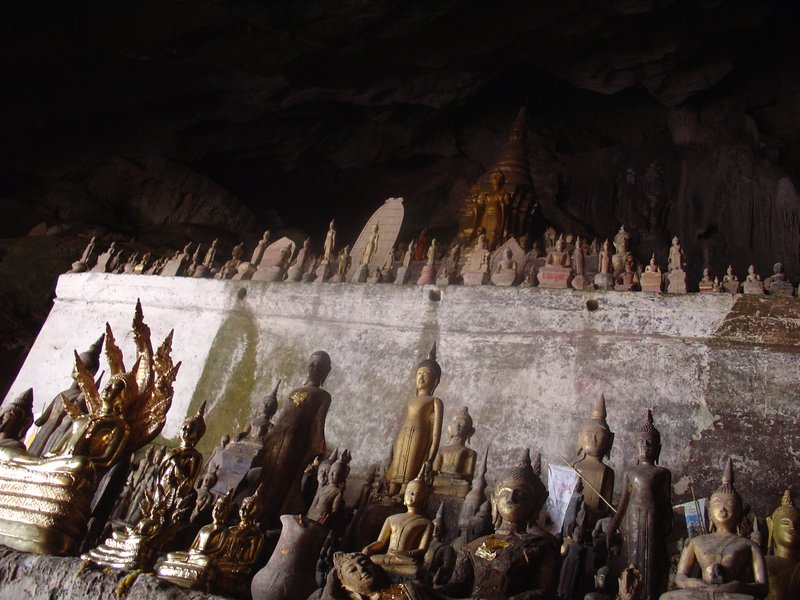 Buddha images inside Pak Ou Caves Luang Prabang
