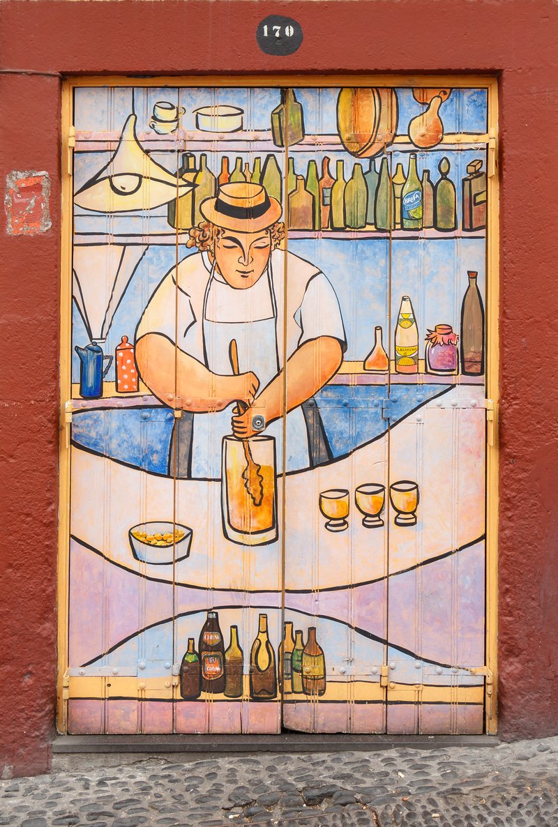Painted doors art project on Rua de Santa Maria Funchal