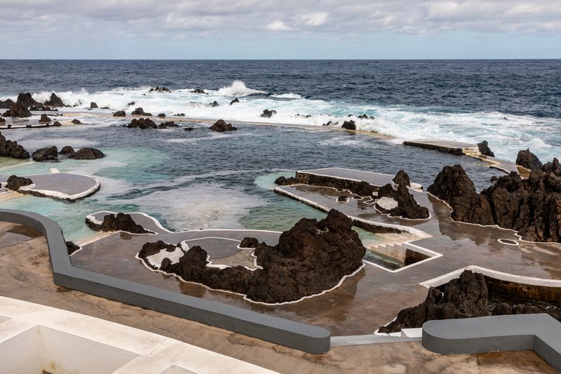 Porto Moniz volcanic rock pools Atlantic ocean Madeira