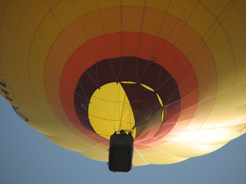Hot air balloon in flight