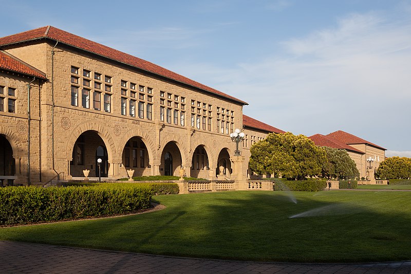 Stanford University Main Quad sandstone arcades and Memorial Church