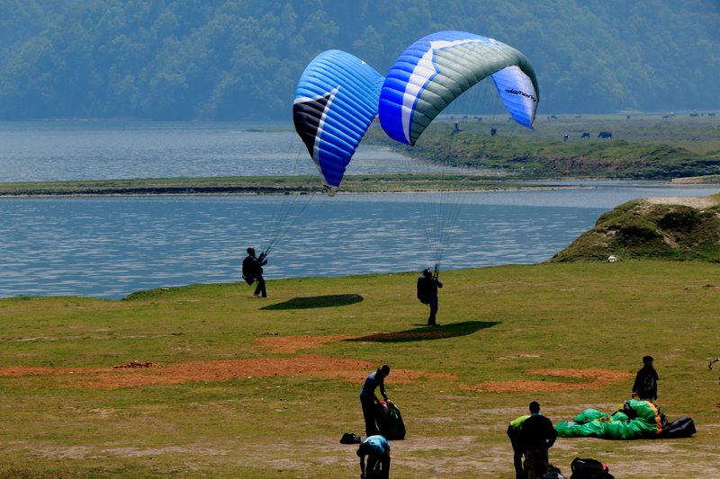 Paragliding over Phewa Lake