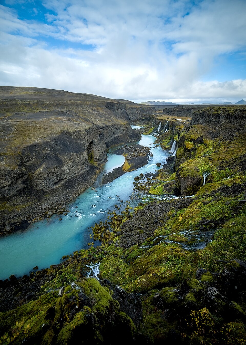 Sigöldugljúfur canyon of waterfalls
