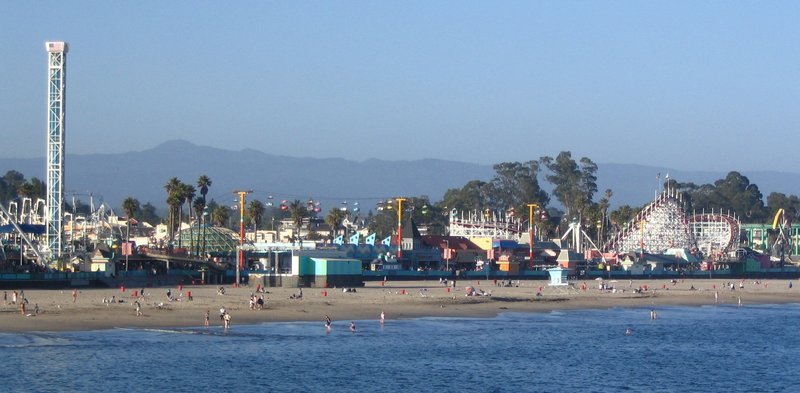 Santa Cruz Beach Boardwalk aerial view from the shore