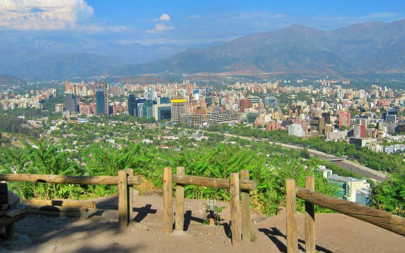 Panoramic view of the city and Andes from Cerro San Cristóbal