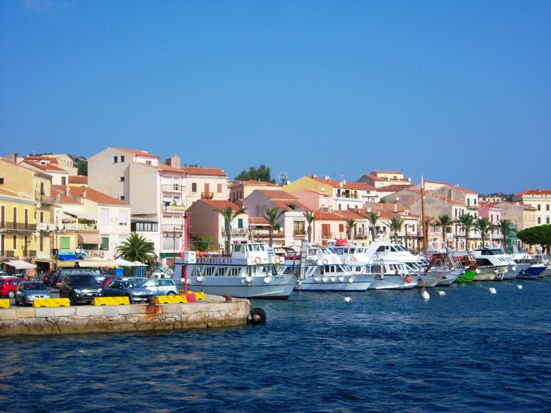 La Maddalena harbour and pastel houses