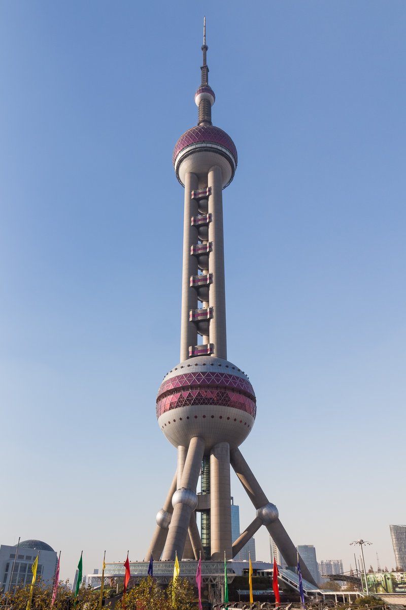 Oriental Pearl Tower Pudong Shanghai with spheres and lattice mast