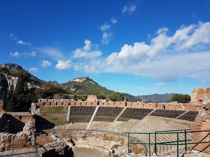 Ancient Theatre of Taormina with Mount Etna