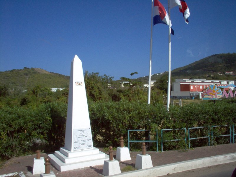 Concordia Monument at the Dutch-French border, Sint Maarten