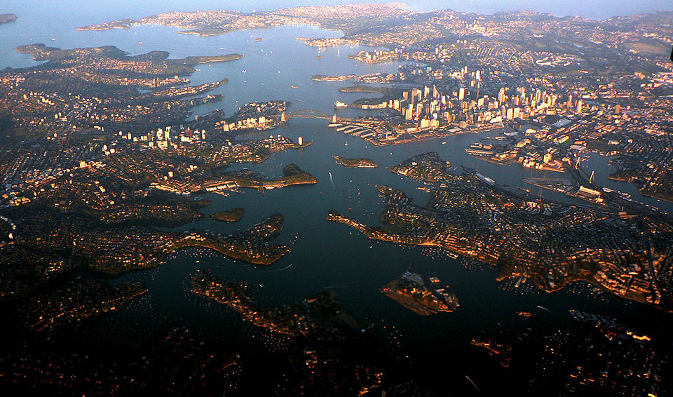 Sydney Harbour with Opera House and Harbour Bridge from the water