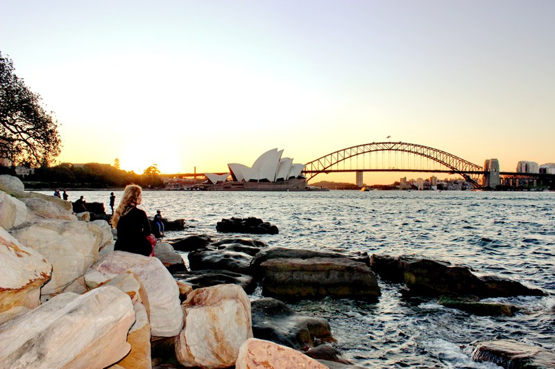 Opera House and Harbour Bridge from Mrs Macquarie's Chair