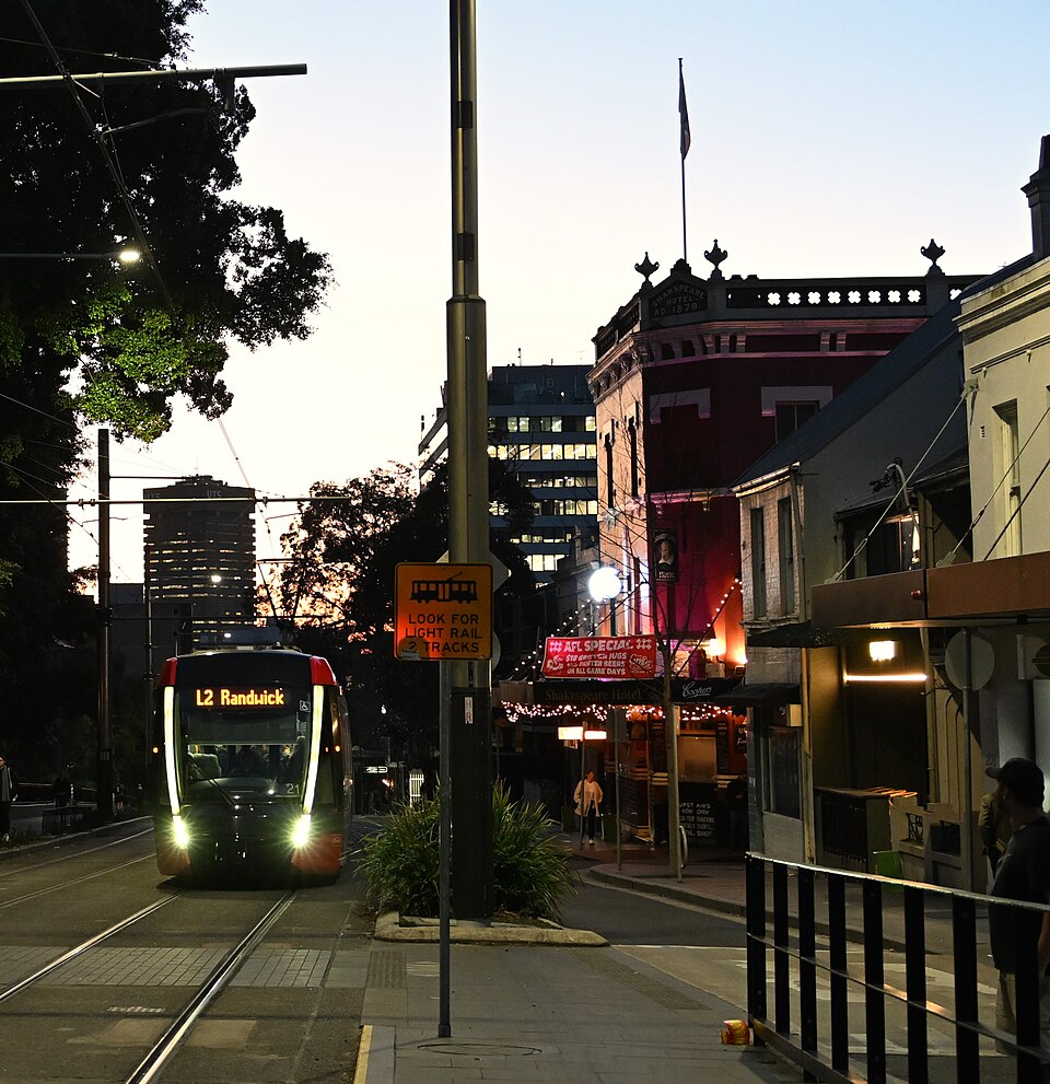 Terrace houses and café strip on Crown Street, Surry Hills
