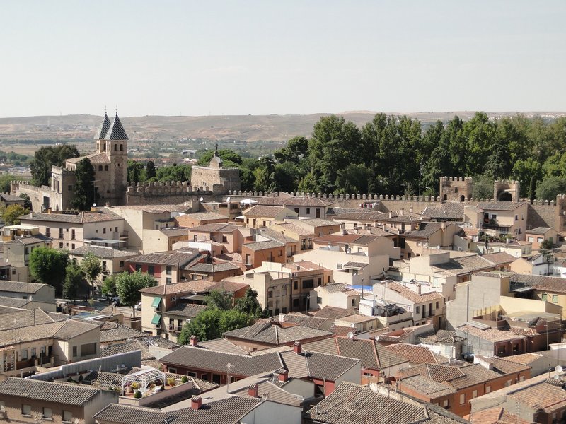 Puerta de Bisagra twin towers and imperial eagle Toledo