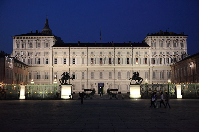 Palazzo Reale façade and royal gardens in Turin