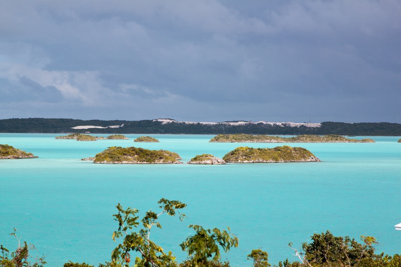 Chalk Sound turquoise lagoon with limestone cays, Providenciales
