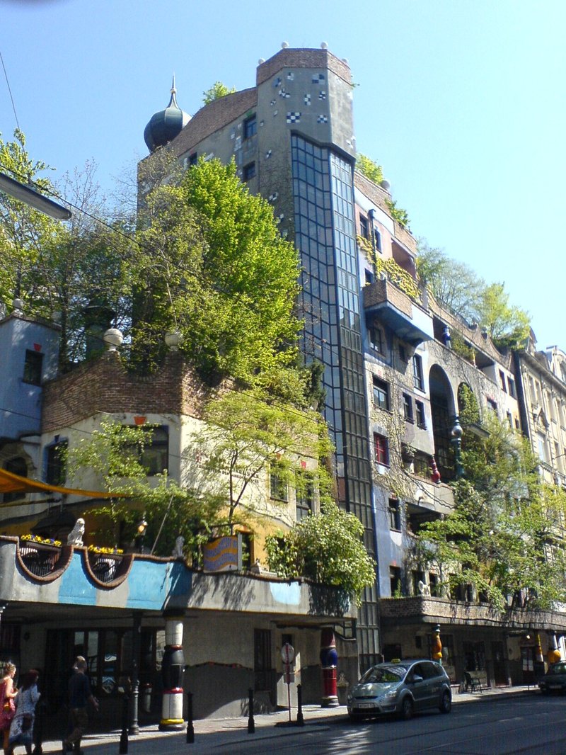 Hundertwasserhaus colorful exterior facade