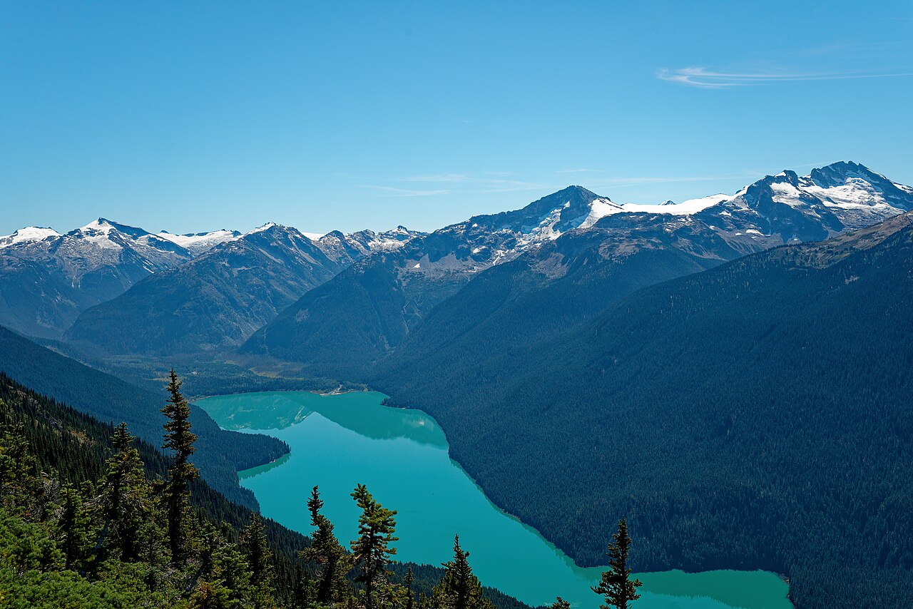 Cheakamus Lake alpine waters with mountain backdrop