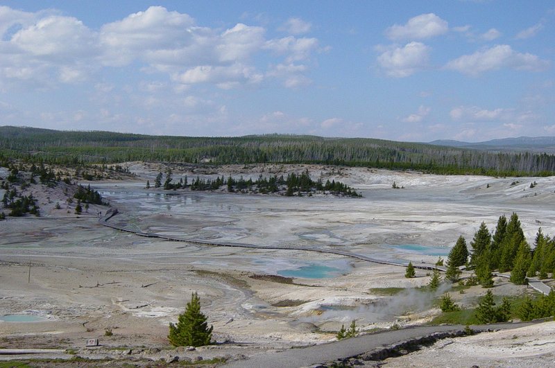 Norris Basin hot springs and geysers
