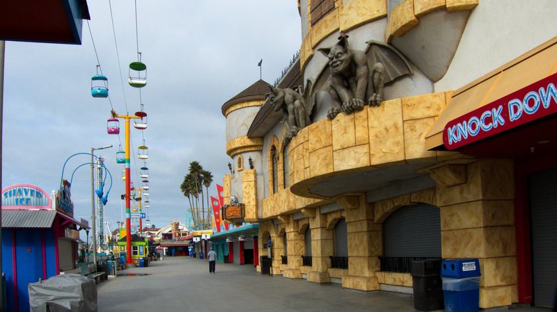 The wooden Giant Dipper coaster and rides on the Santa Cruz Beach Boardwalk