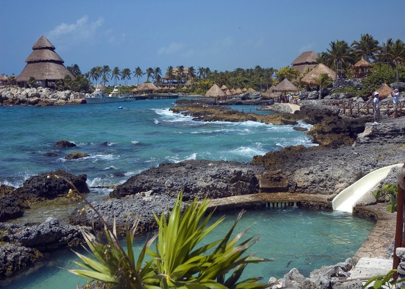 Cove and coastline at Xcaret Park on the Riviera Maya