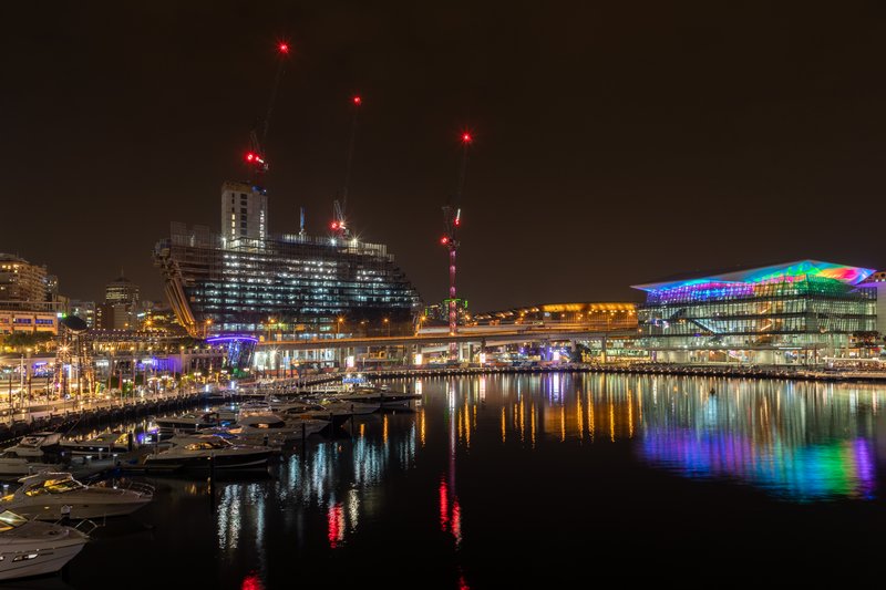 Darling Harbour waterfront at night, Sydney