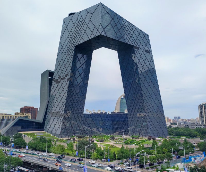 The two leaning towers of CCTV Headquarters joined into a continuous loop