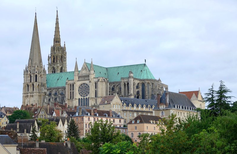 Chartres Cathedral with its mismatched pair of spires
