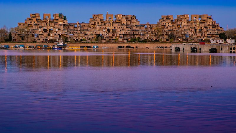 Habitat 67's stacked concrete modules in Montreal