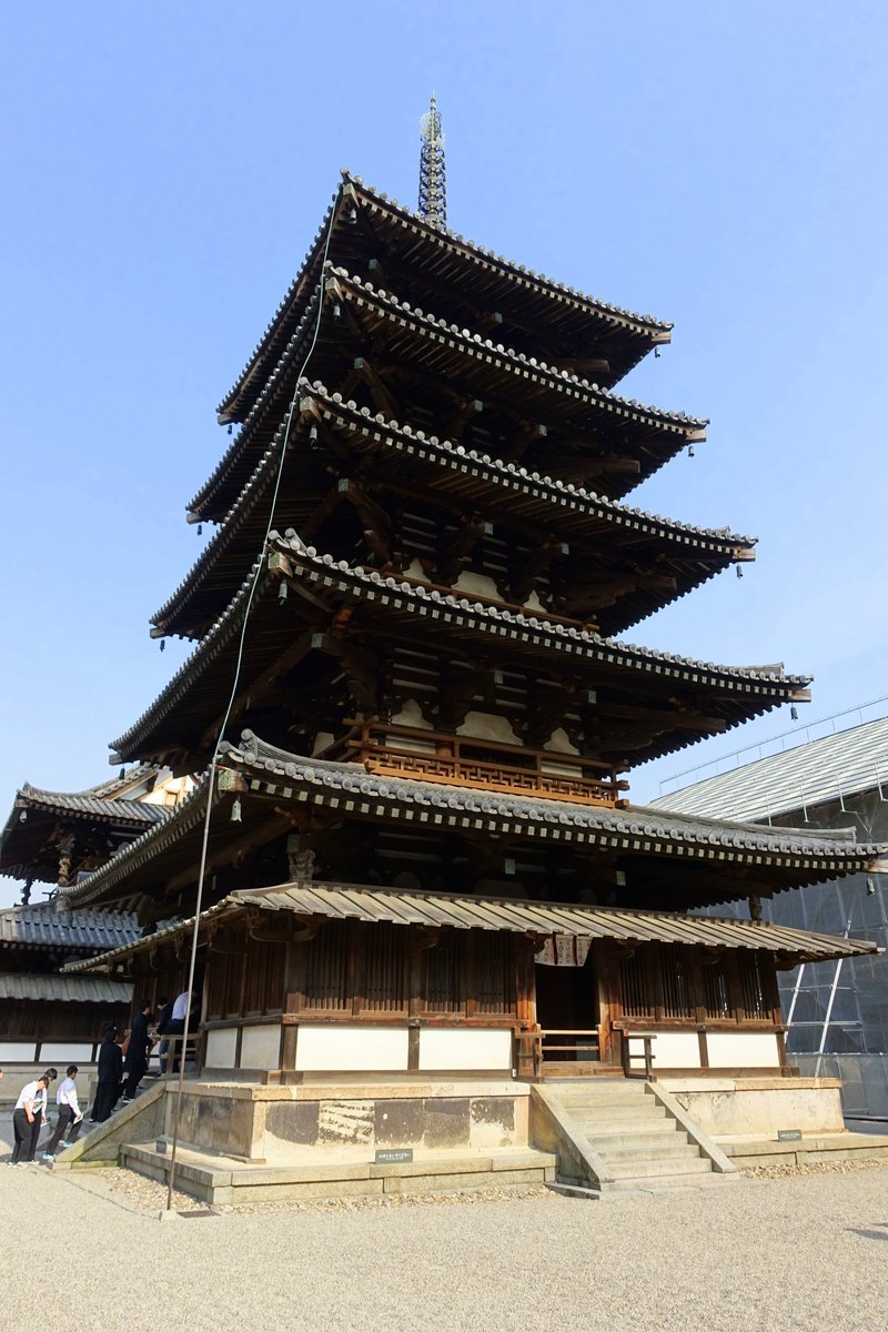 Five-storied wooden pagoda at Hōryū-ji temple complex in Ikaruga, Nara