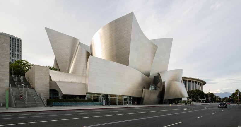 Walt Disney Concert Hall's billowing stainless-steel panels in downtown Los Angeles