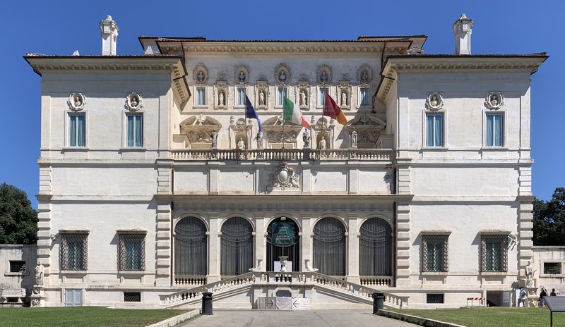 Facade of the Villa Borghese Pinciana, home of the Galleria Borghese, Rome