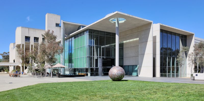 National Gallery of Australia building in Canberra viewed from the southwest