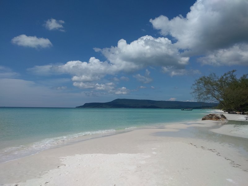 Long white-sand beach on Koh Rong, Gulf of Thailand