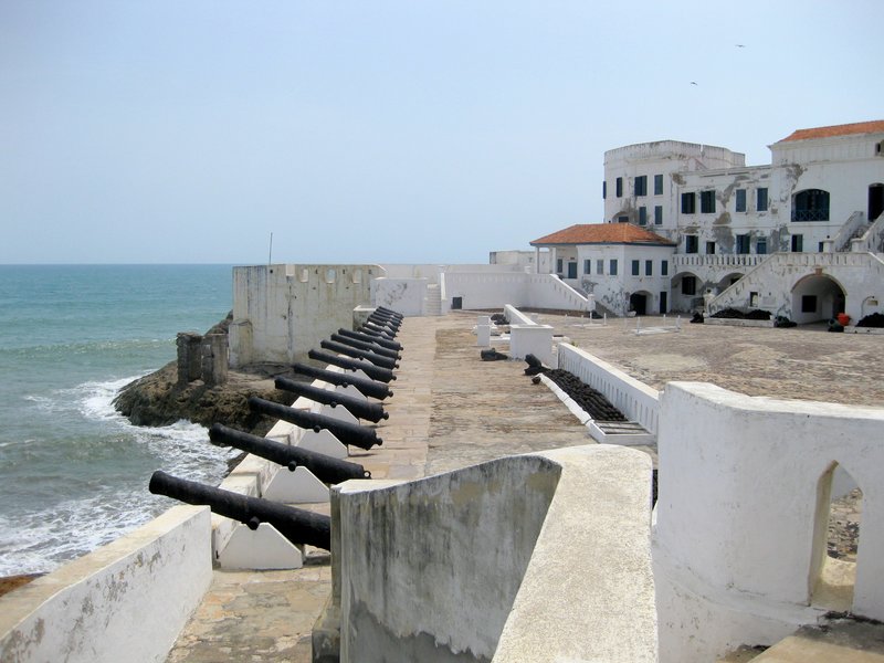 Cannons along the seaside ramparts of Cape Coast Castle, Ghana