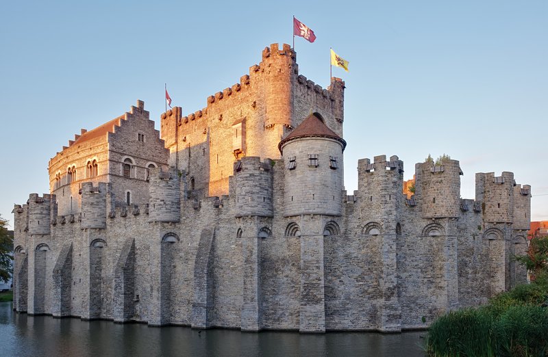 Gravensteen castle and moat in Ghent