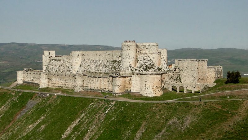 Krak des Chevaliers Crusader castle with its concentric fortified walls