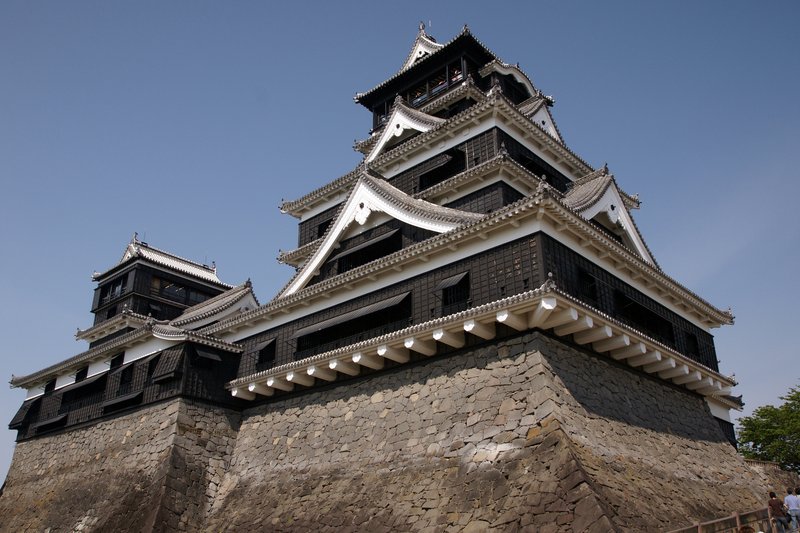 Kumamoto Castle's keep and curved stone walls