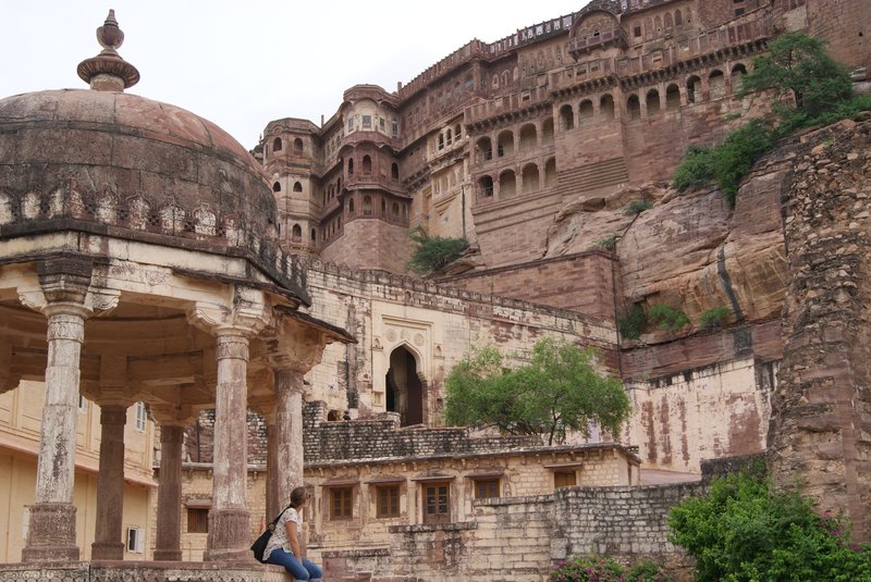 Mehrangarh Fort rising on its cliff above Jodhpur, India