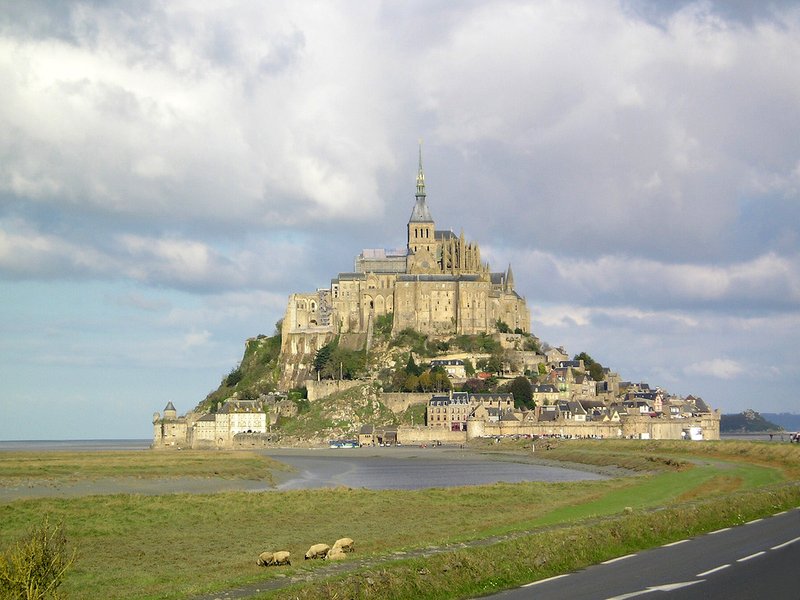 Mont Saint-Michel tidal island with its Gothic abbey rising above the ramparts