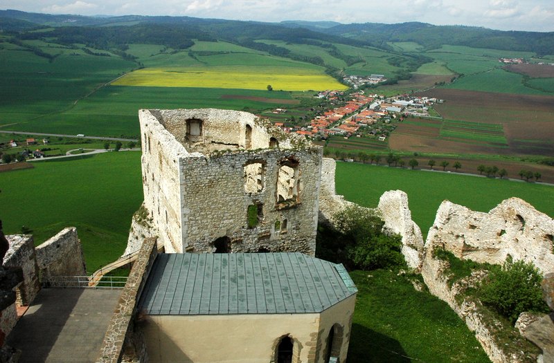 Spiš Castle ruins crowning the crag above the Spiš plain